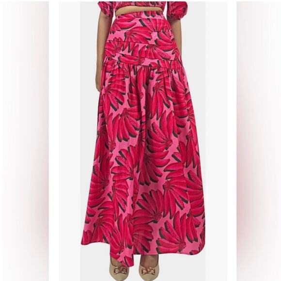 NWOT HT360 Collective Banana Print Maxi Skirt in Pink SZ XS - Picture 1 of 7